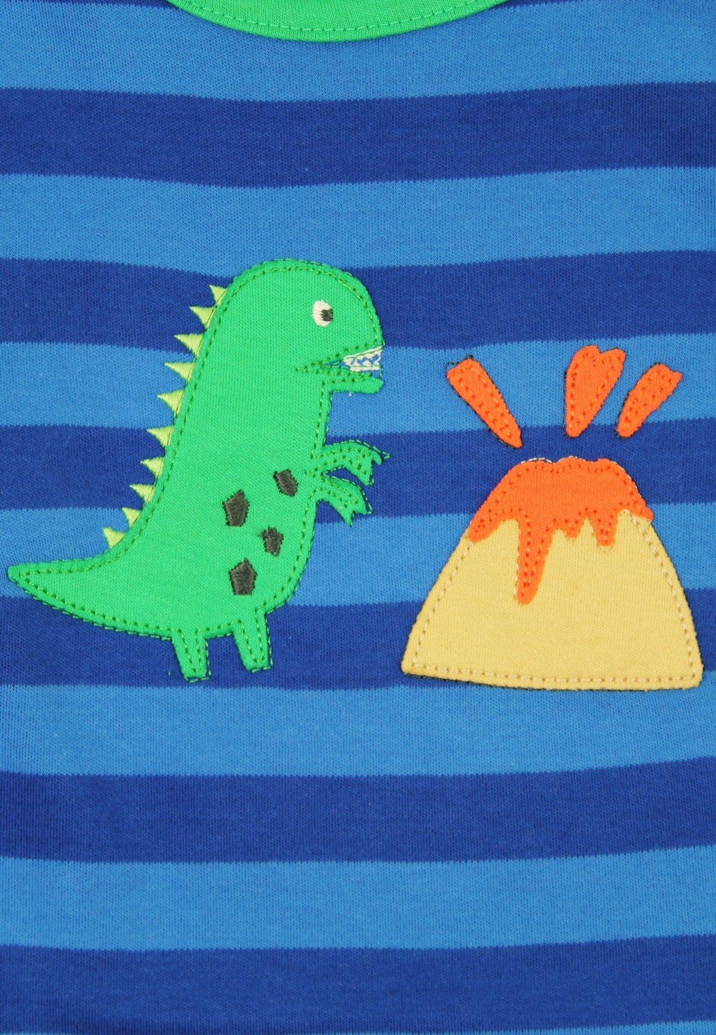 Toby Tiger Organic Applique Long - Sleeved T-Shirt - Blue Dinosaur - Baby&More