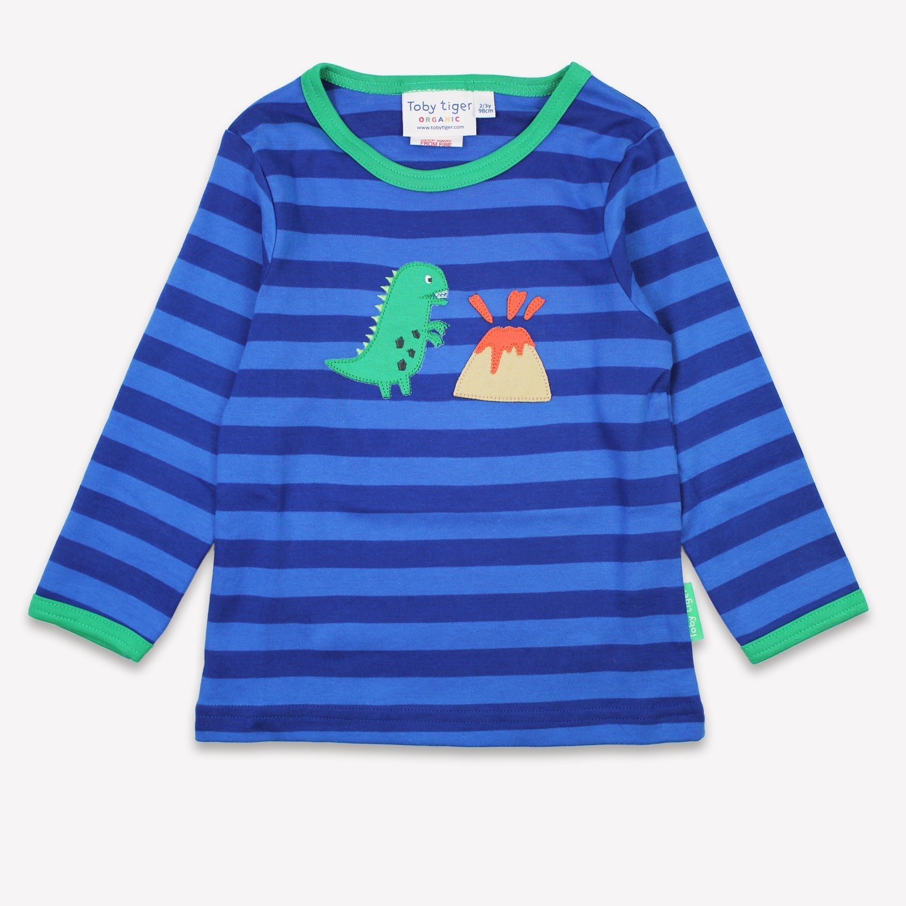 Toby Tiger Organic Applique Long - Sleeved T-Shirt - Blue Dinosaur - Baby&More