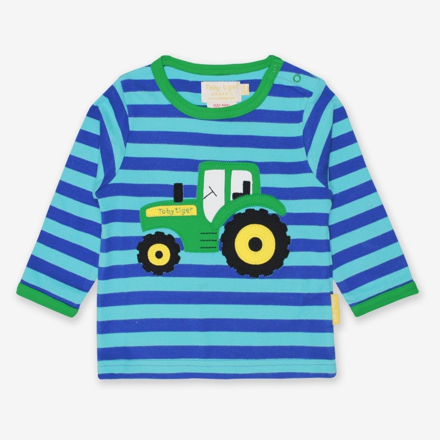 Toby Tiger Organic Applique Long - Sleeved T-Shirt - Blue Tractor - Baby&More