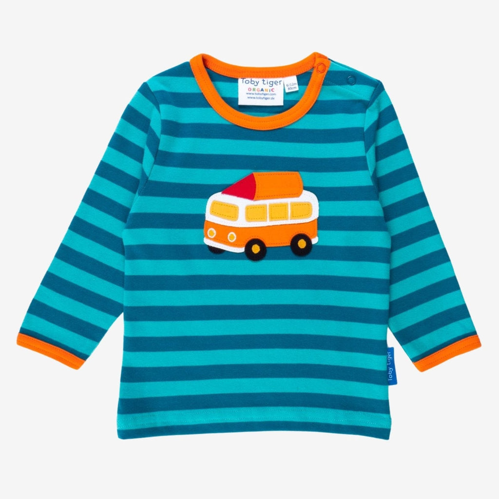 Toby Tiger Organic Applique Long - Sleeved T-Shirt - Campervan - Baby&More