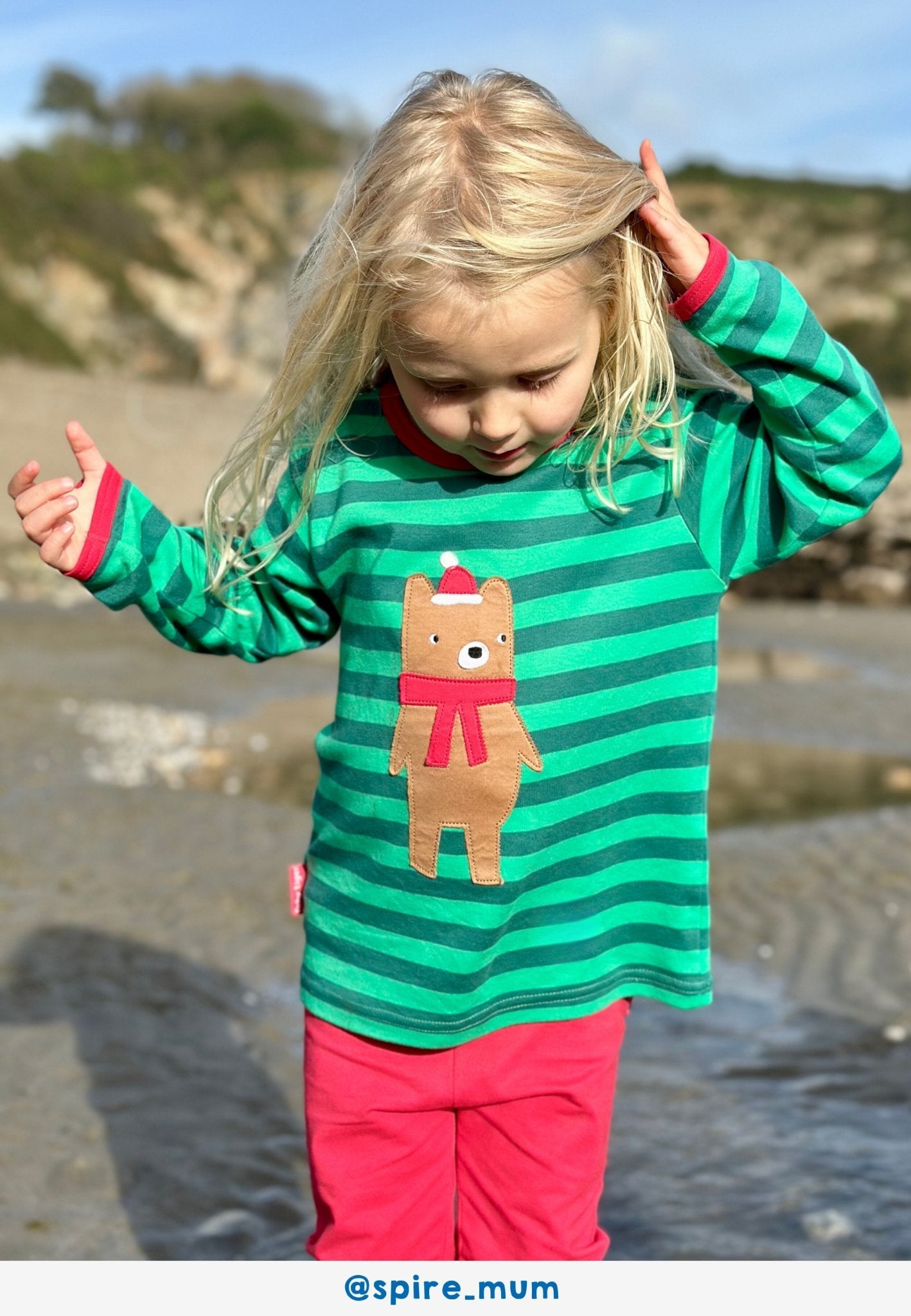 Toby Tiger Organic Applique Long - Sleeved T-Shirt - Christmas Bear - Baby&More