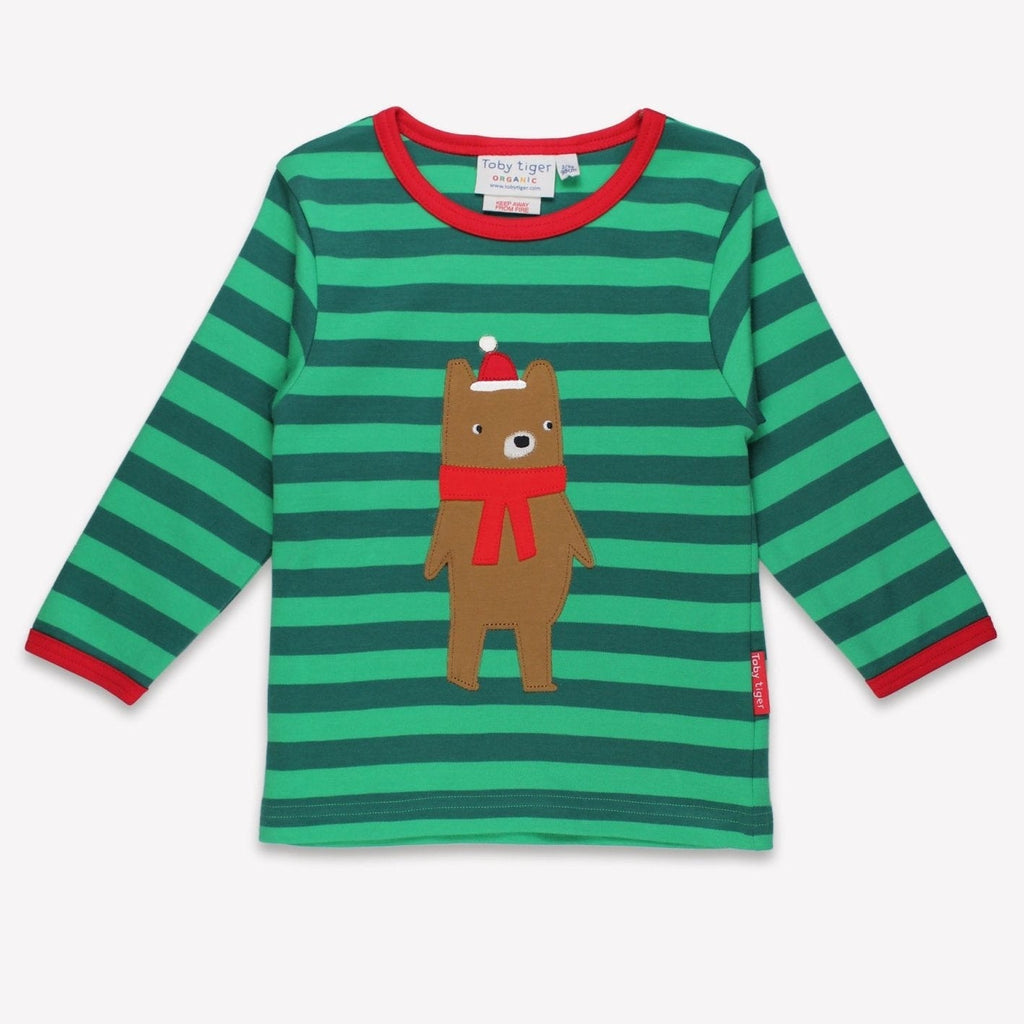Toby Tiger Organic Applique Long - Sleeved T-Shirt - Christmas Bear - Baby&More