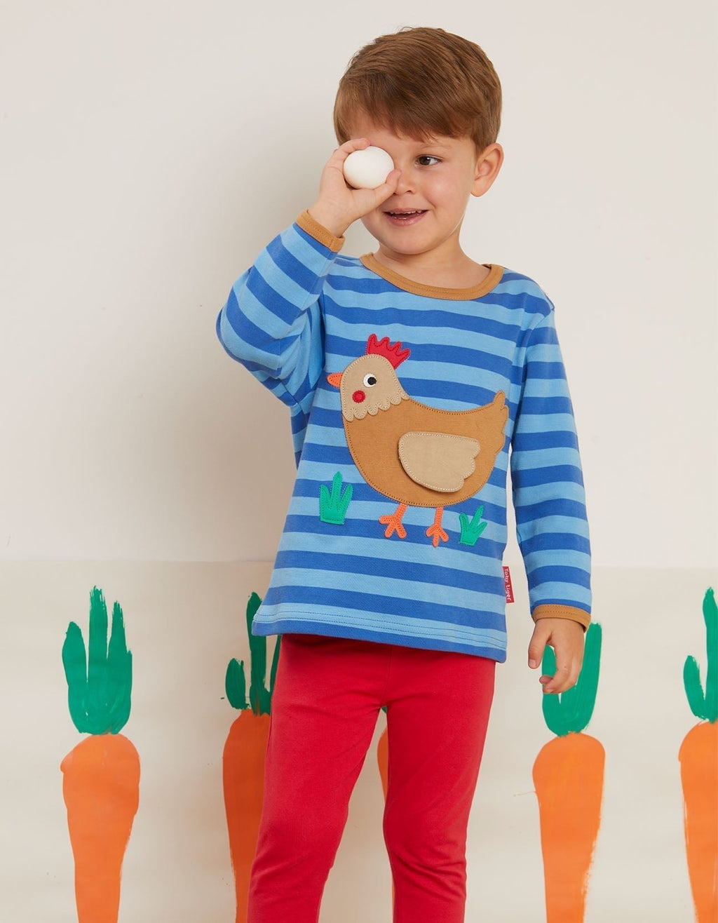 Toby Tiger Organic Applique Long - Sleeved T-Shirt - Clucky Chicken with Flap - Baby&More