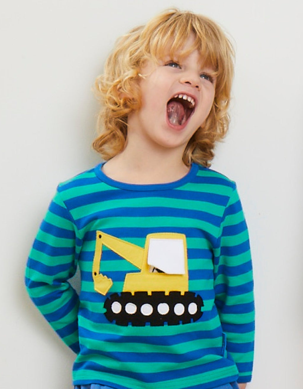 Toby Tiger Organic Applique Long - Sleeved T-Shirt - Digger with Flap - Baby&More