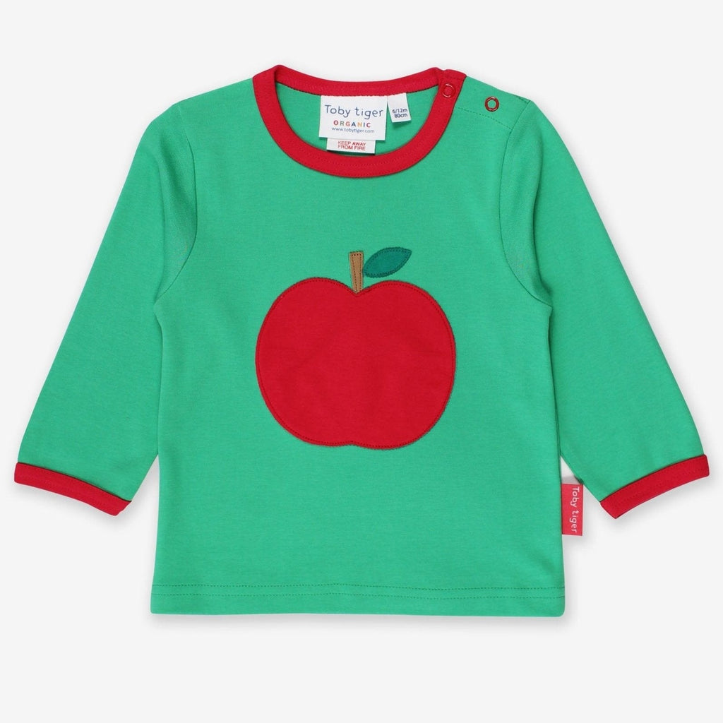 Toby Tiger Organic Applique Long - Sleeved T-Shirt - Green Apple - Baby&More