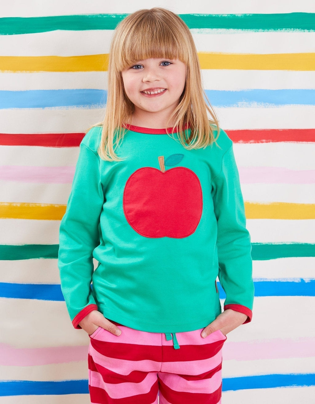Toby Tiger Organic Applique Long - Sleeved T-Shirt - Green Apple - Baby&More