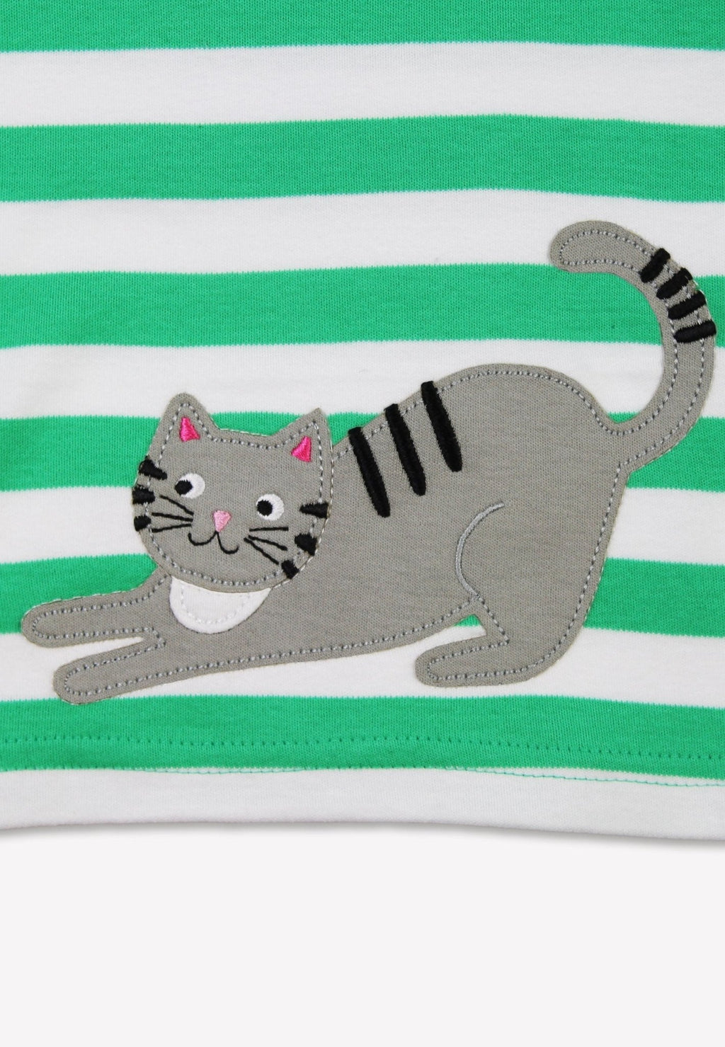 Toby Tiger Organic Applique Long - Sleeved T-Shirt - Green Kitten - Baby&More