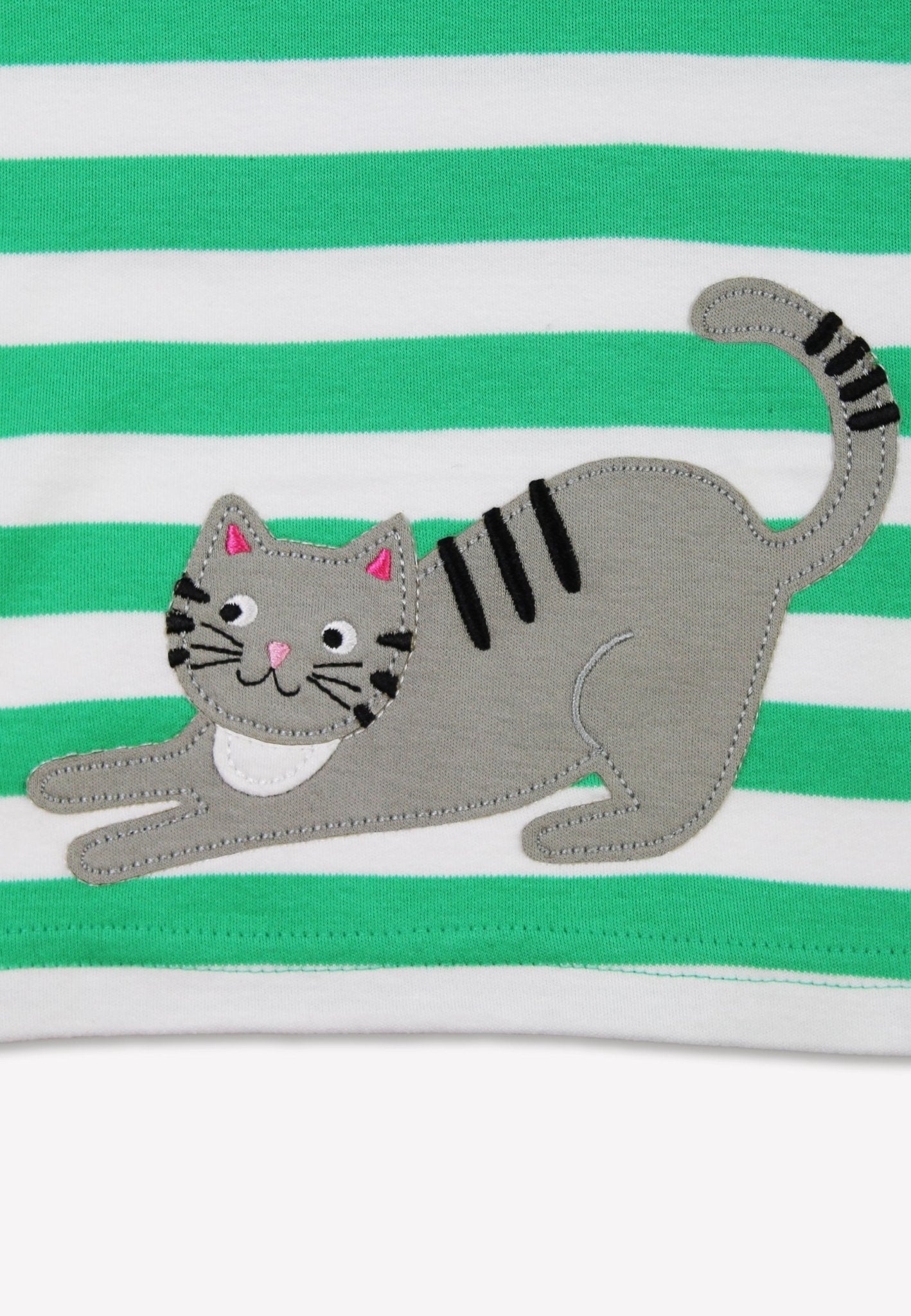 Toby Tiger Organic Applique Long - Sleeved T-Shirt - Green Kitten - Baby&More