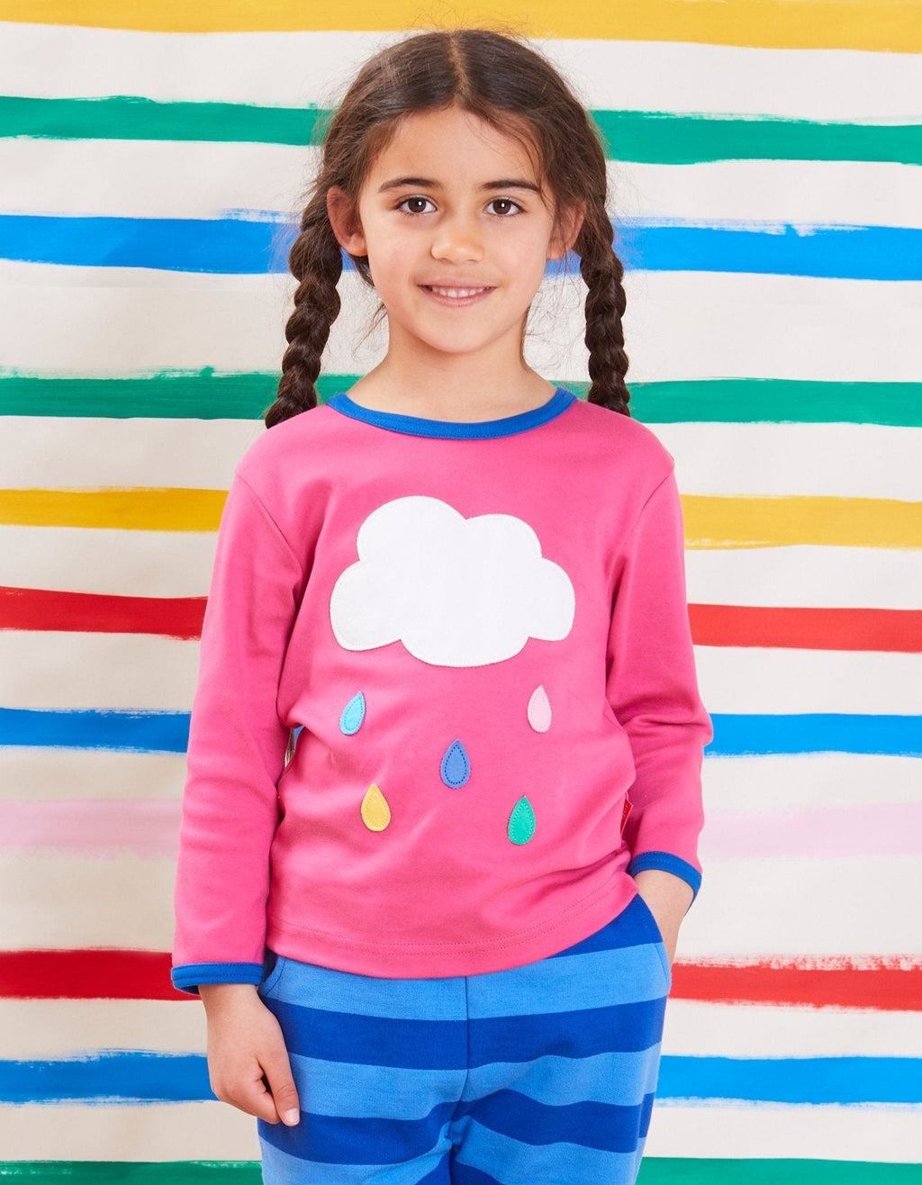 Toby Tiger Organic Applique Long - Sleeved T-Shirt - Pink Cloud - Baby&More