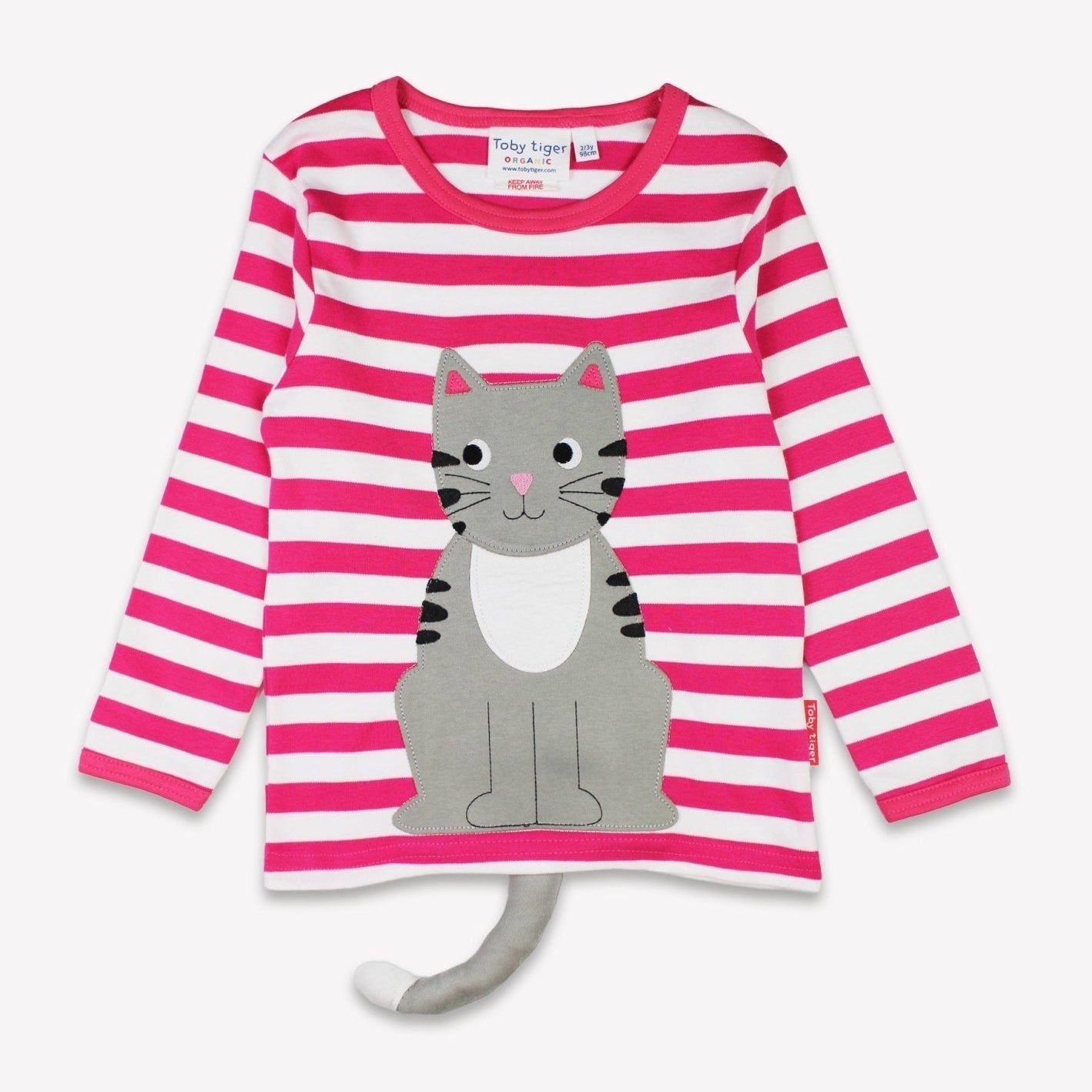 Toby Tiger Organic Applique Long - Sleeved T-Shirt - Pink Kitten - Baby&More