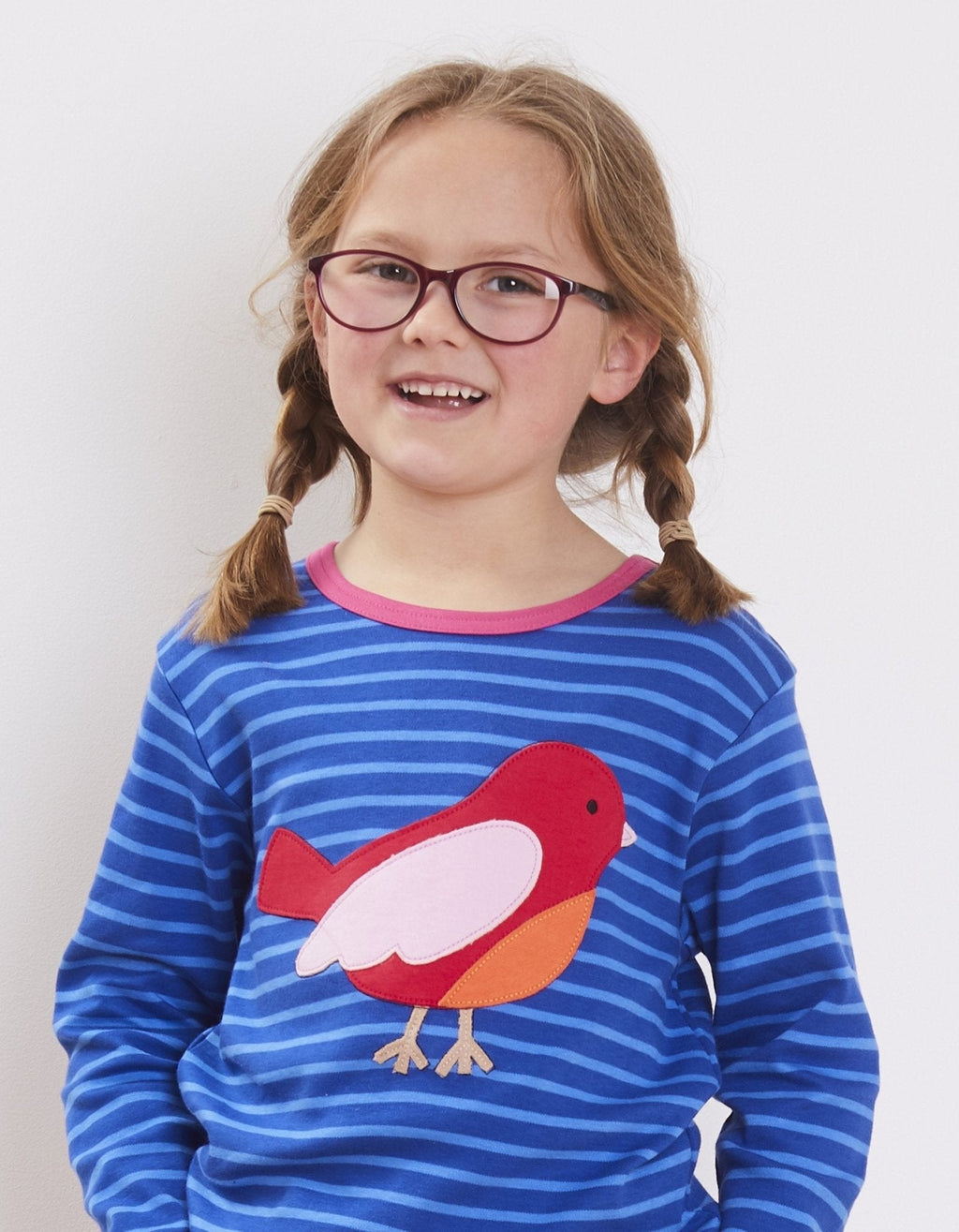 Toby Tiger Organic Applique Long - Sleeved T-Shirt - Red Bird - Baby&More