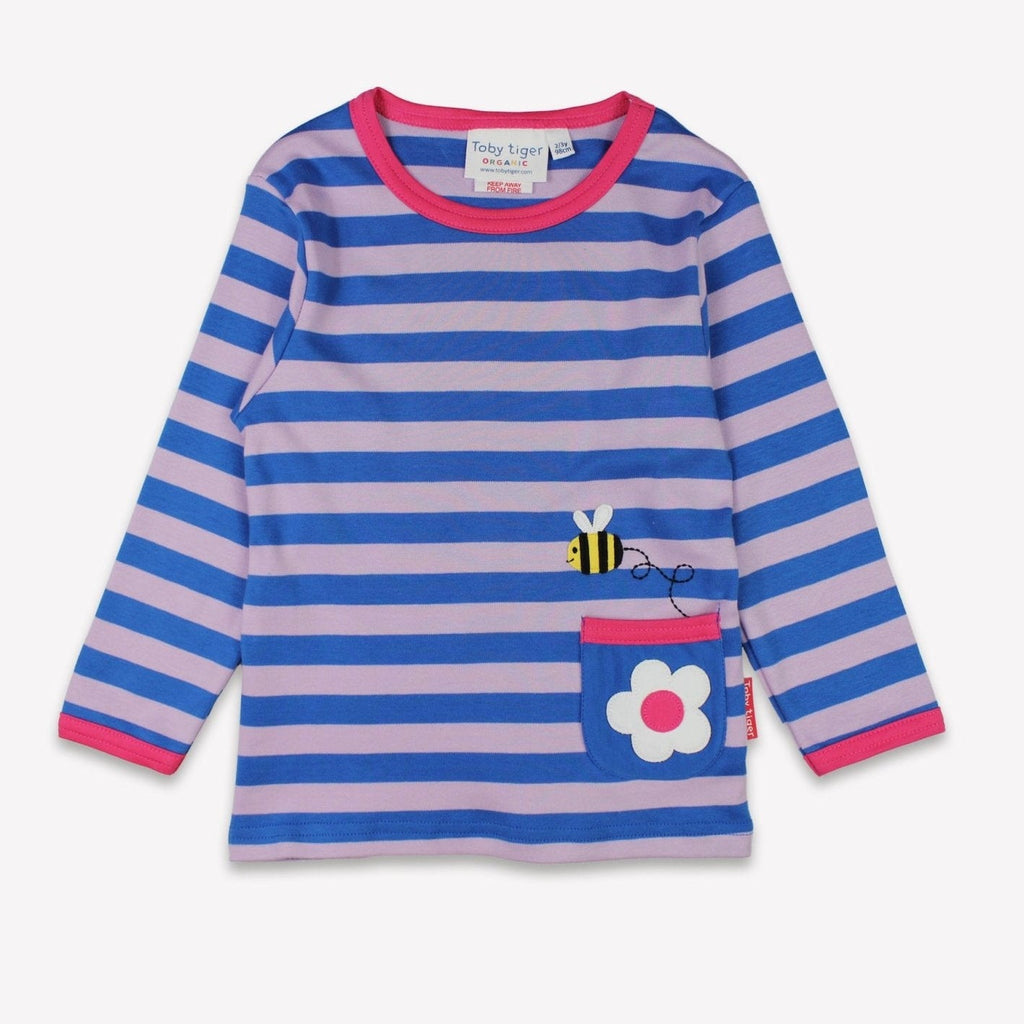 Toby Tiger Organic Applique Long - Sleeved T-Shirt - Striped Daisy - Baby&More