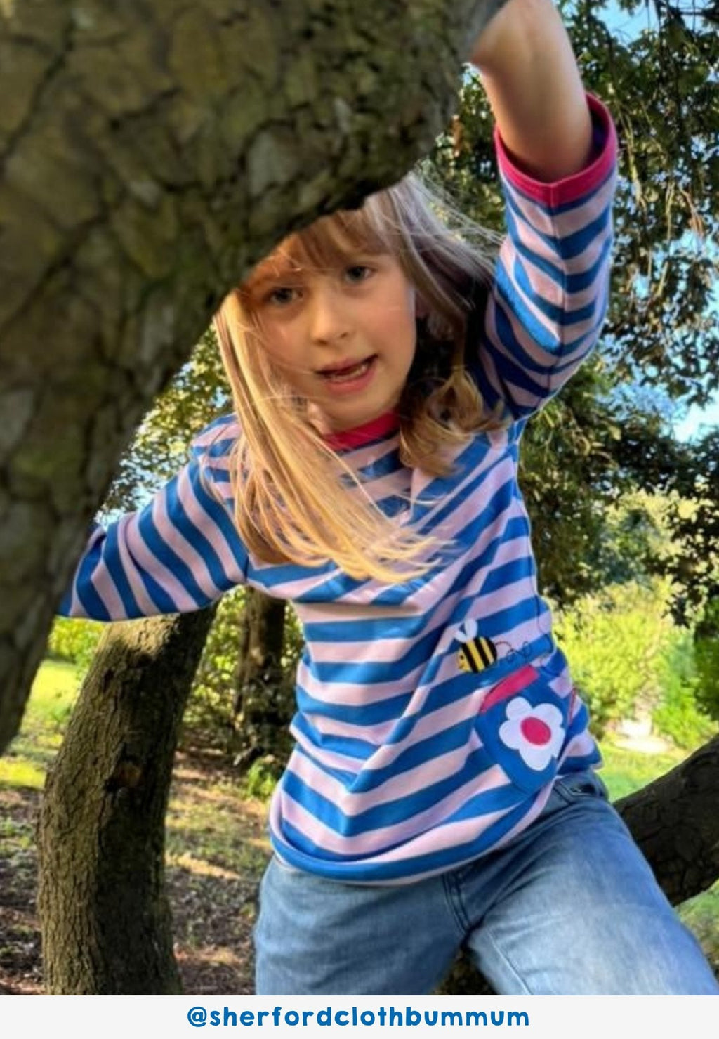 Toby Tiger Organic Applique Long - Sleeved T-Shirt - Striped Daisy - Baby&More