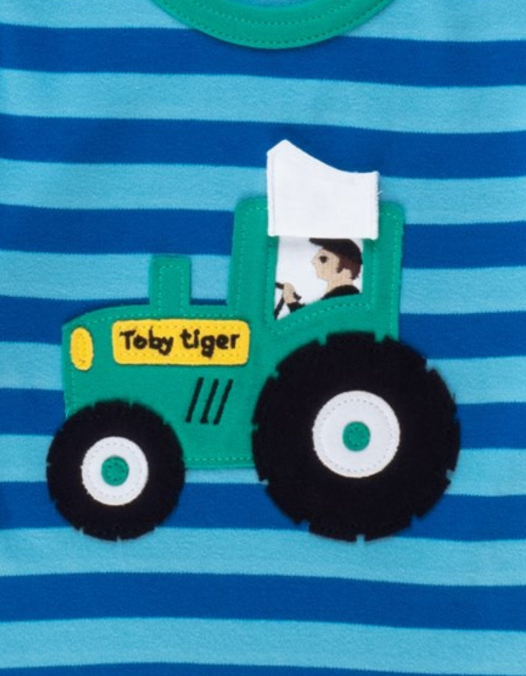 Toby Tiger Organic Applique Long - Sleeved T-Shirt - Tractor with Flap - Baby&More