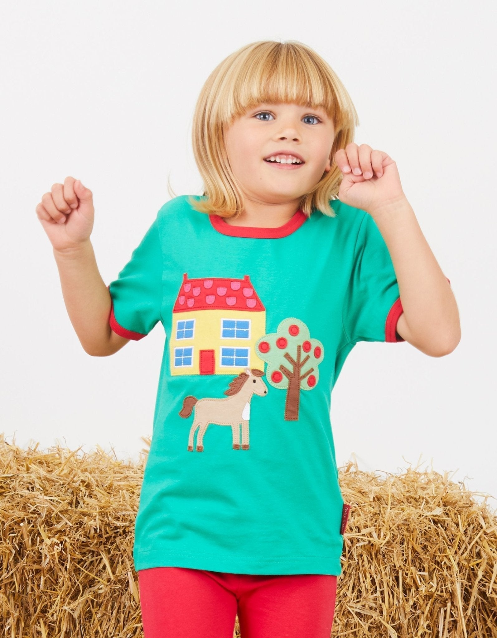 Toby Tiger Organic Applique Short-Sleeved T-Shirt - Animal Farm - Baby&More
