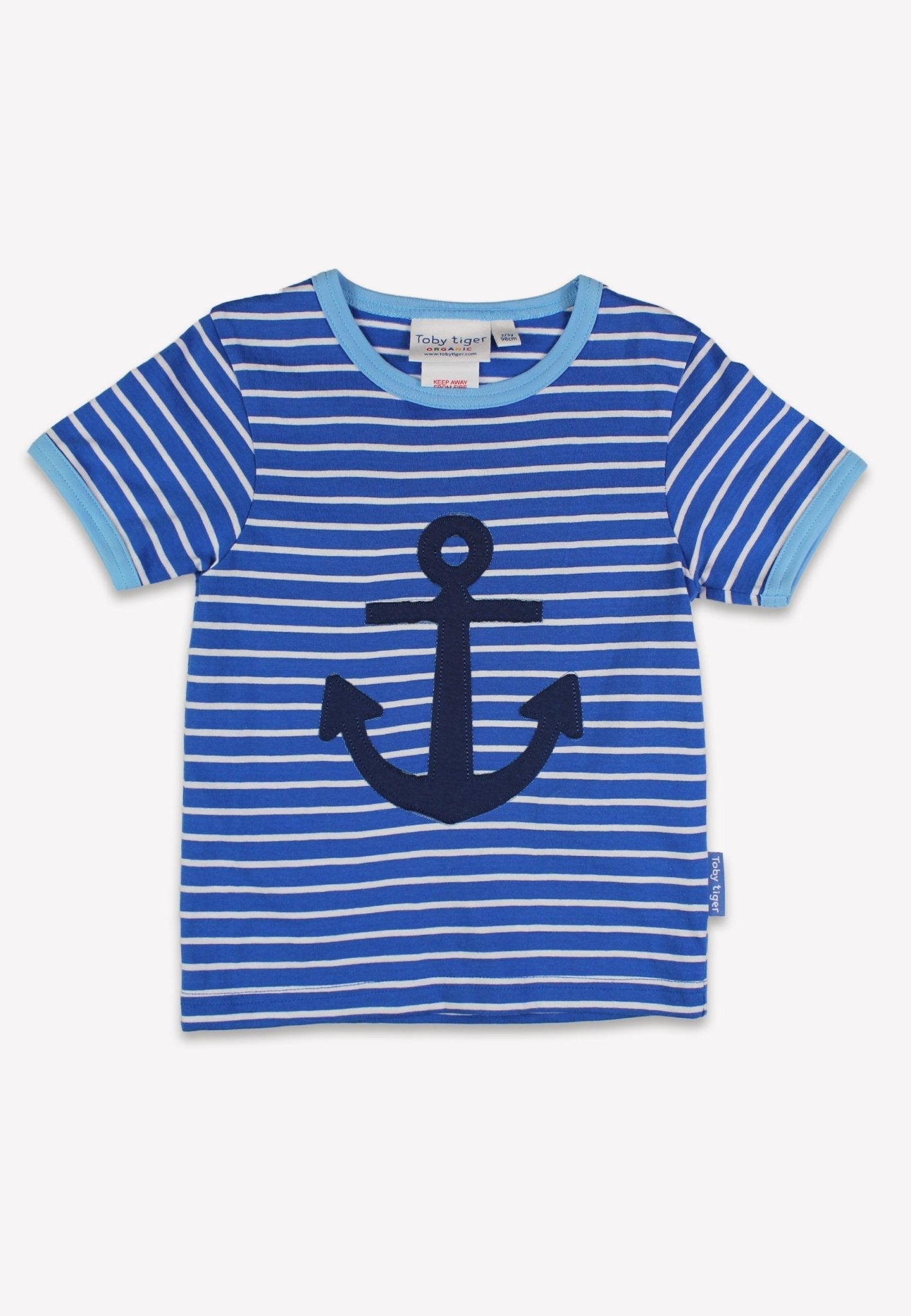 Toby Tiger Organic Applique Short-Sleeved T-Shirt - Blue Anchor - Baby&More