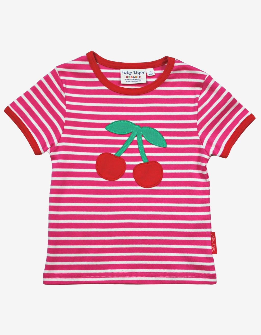 Toby Tiger Organic Applique Short-Sleeved T-Shirt - Cherry - Baby&More