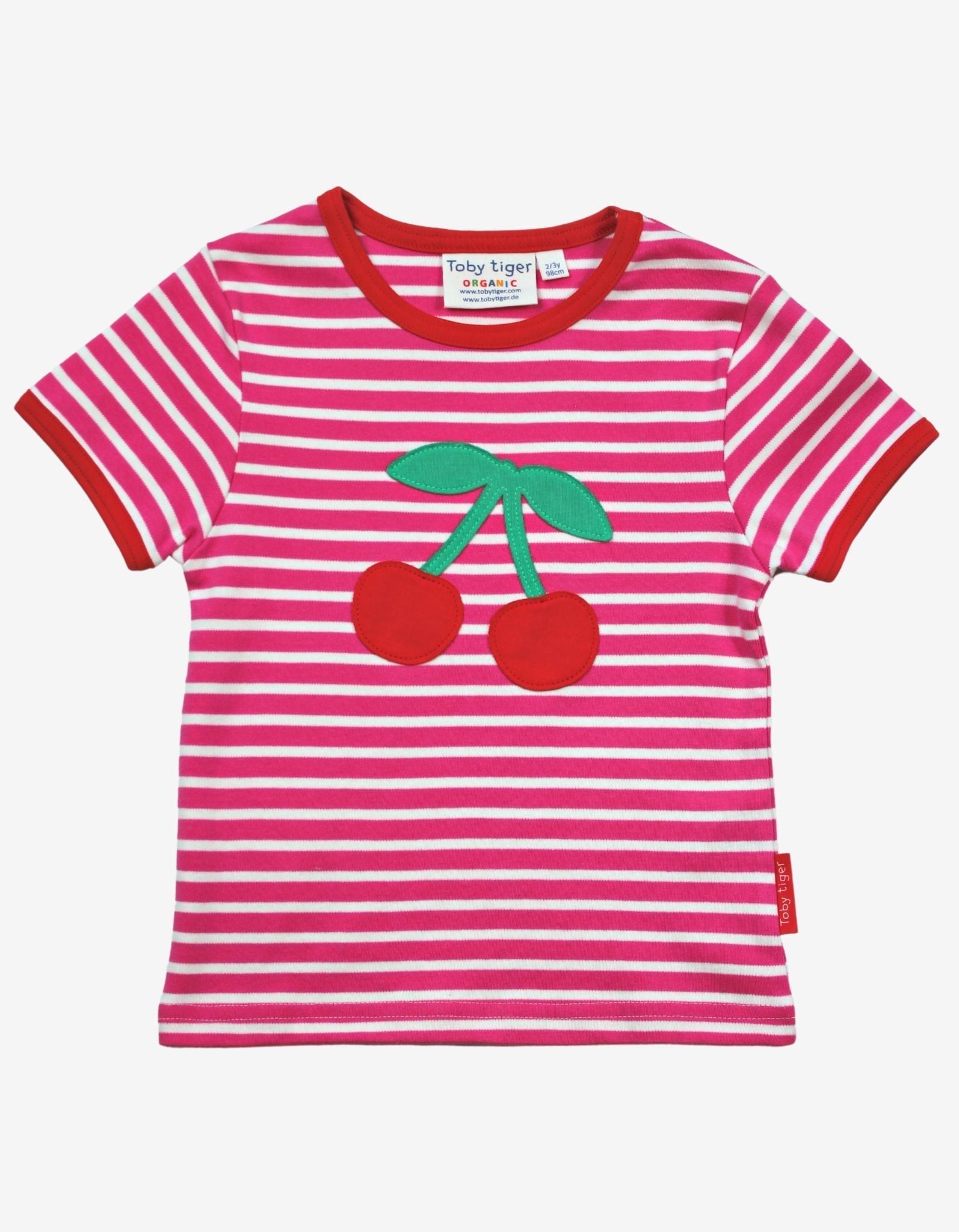 Toby Tiger Organic Applique Short-Sleeved T-Shirt - Cherry - Baby&More
