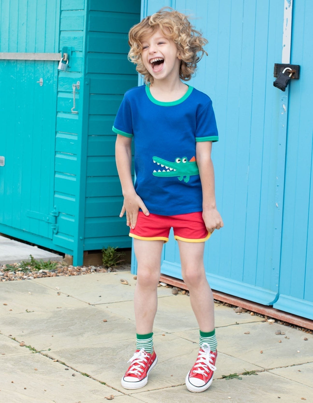 Toby Tiger Organic Applique Short-Sleeved T-Shirt - Crocodile - Baby&More