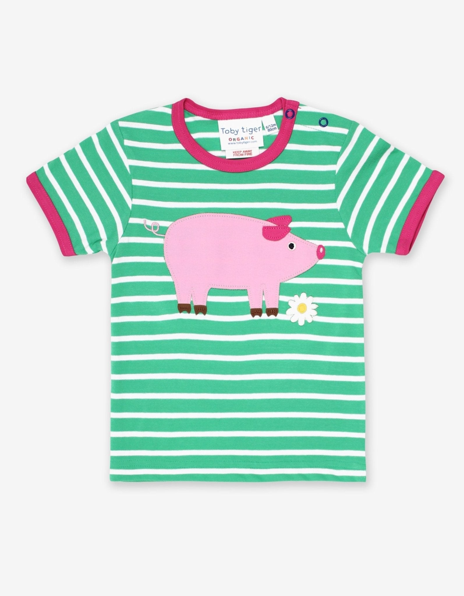Toby Tiger Organic Applique Short-Sleeved T-Shirt - Pig - Baby&More
