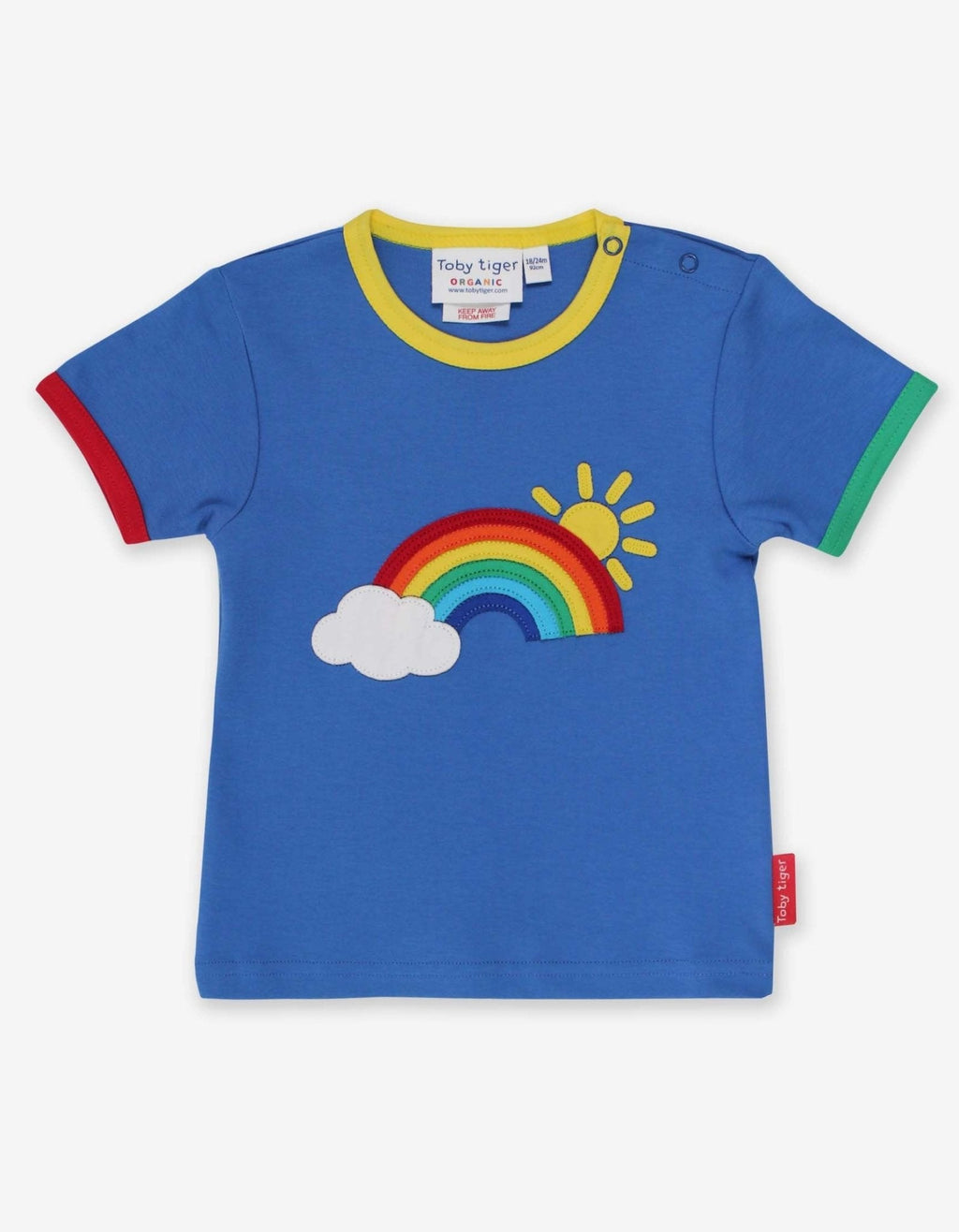 Toby Tiger Organic Applique Short-Sleeved T-Shirt - Rainbow Sun and Cloud - Baby&More