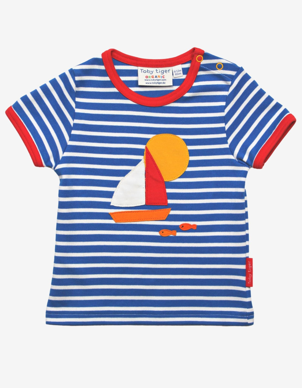 Toby Tiger Organic Applique Short-Sleeved T-Shirt - Sailboat - Baby&More