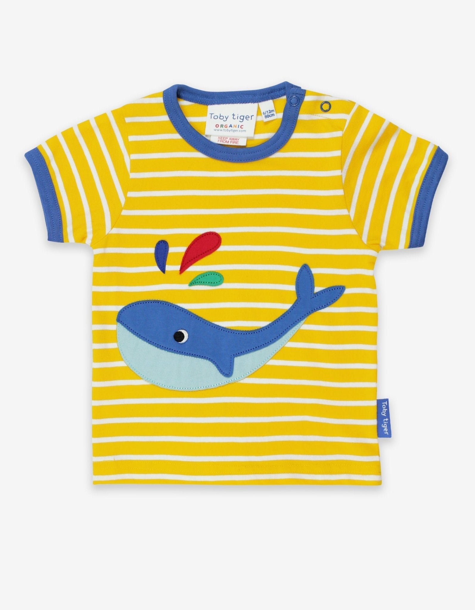 Toby Tiger Organic Applique Short-Sleeved T-Shirt - Whale - Baby&More