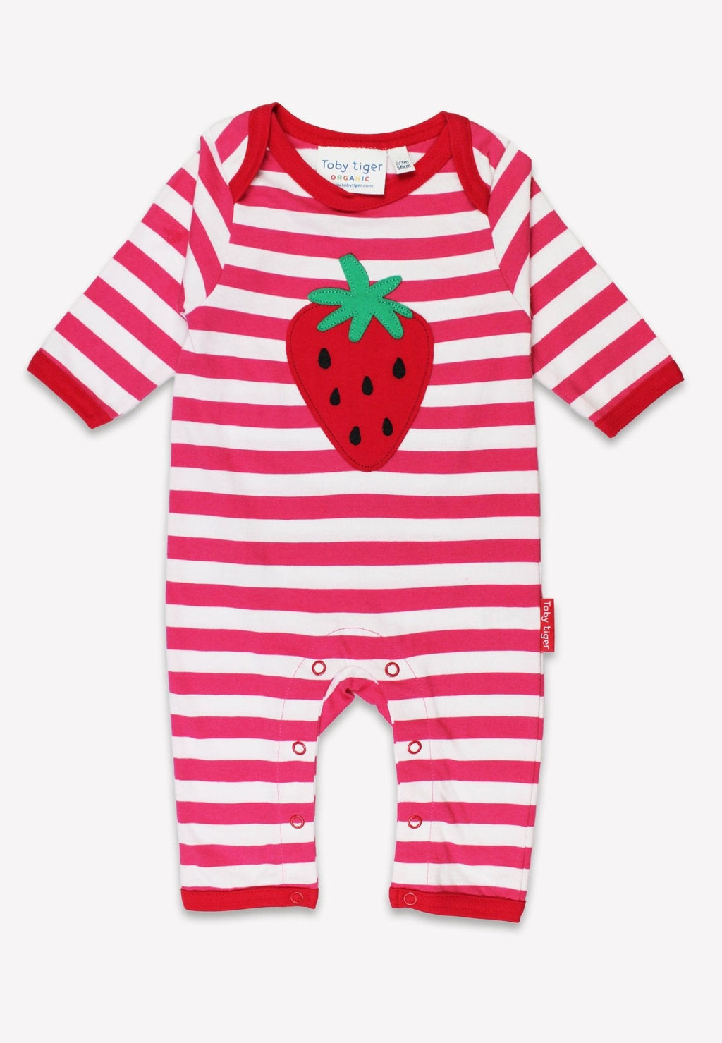 Toby Tiger Organic Applique Sleepsuit - Picnic Strawberry - Baby&More