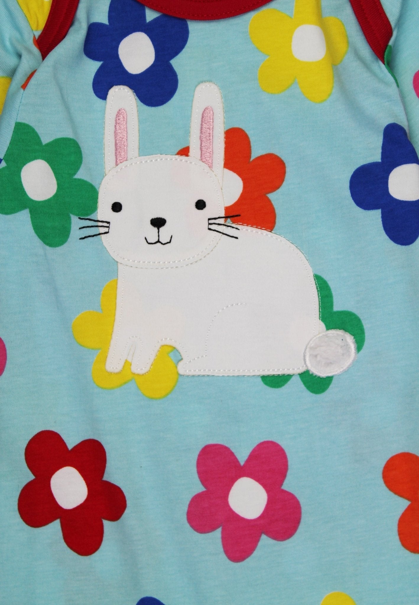 Toby Tiger Organic Applique Sleepsuit - Rainbow Bloom Bunny - Baby&More