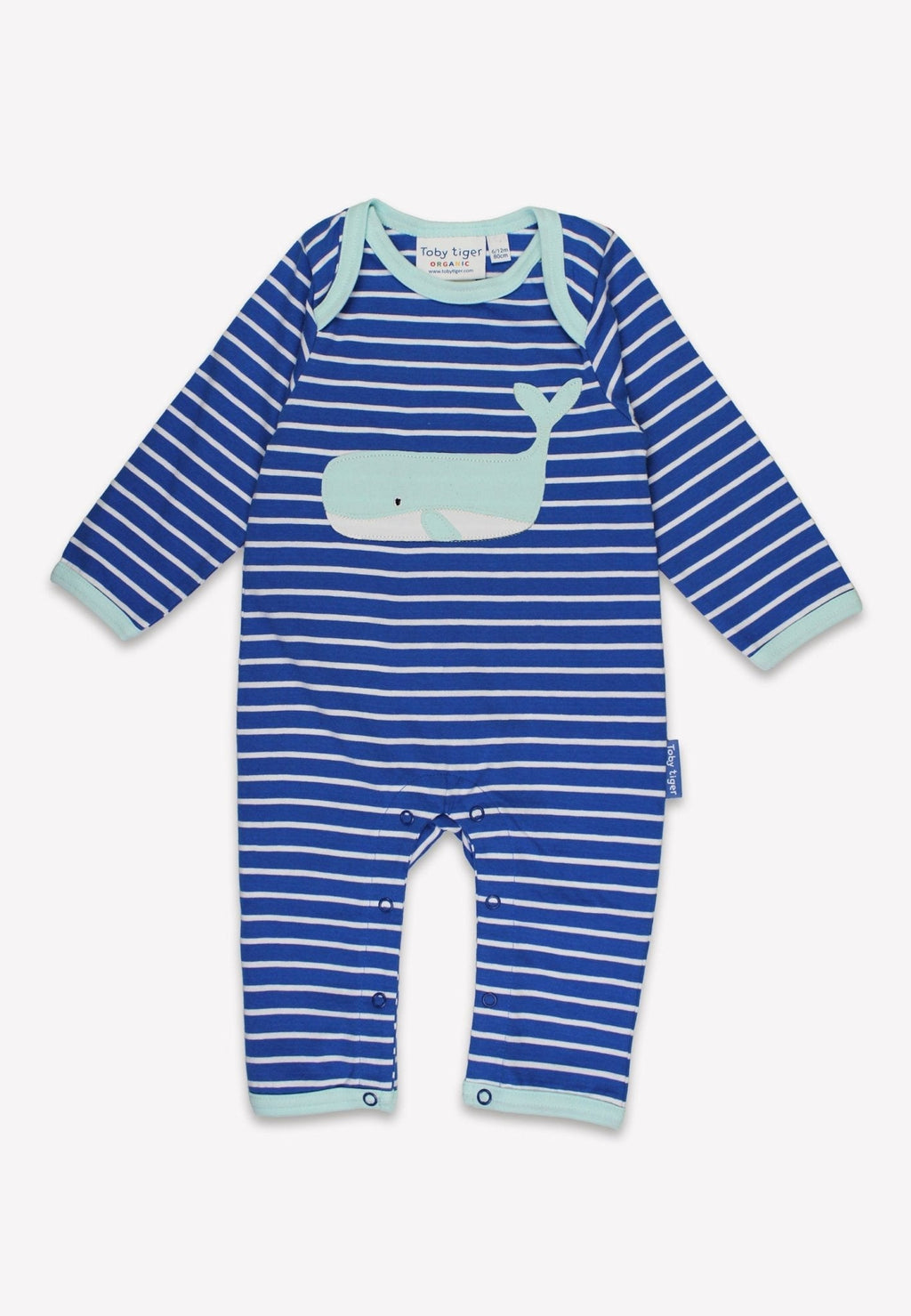 Toby Tiger Organic Applique Sleepsuit - Whale Waves - Baby&More
