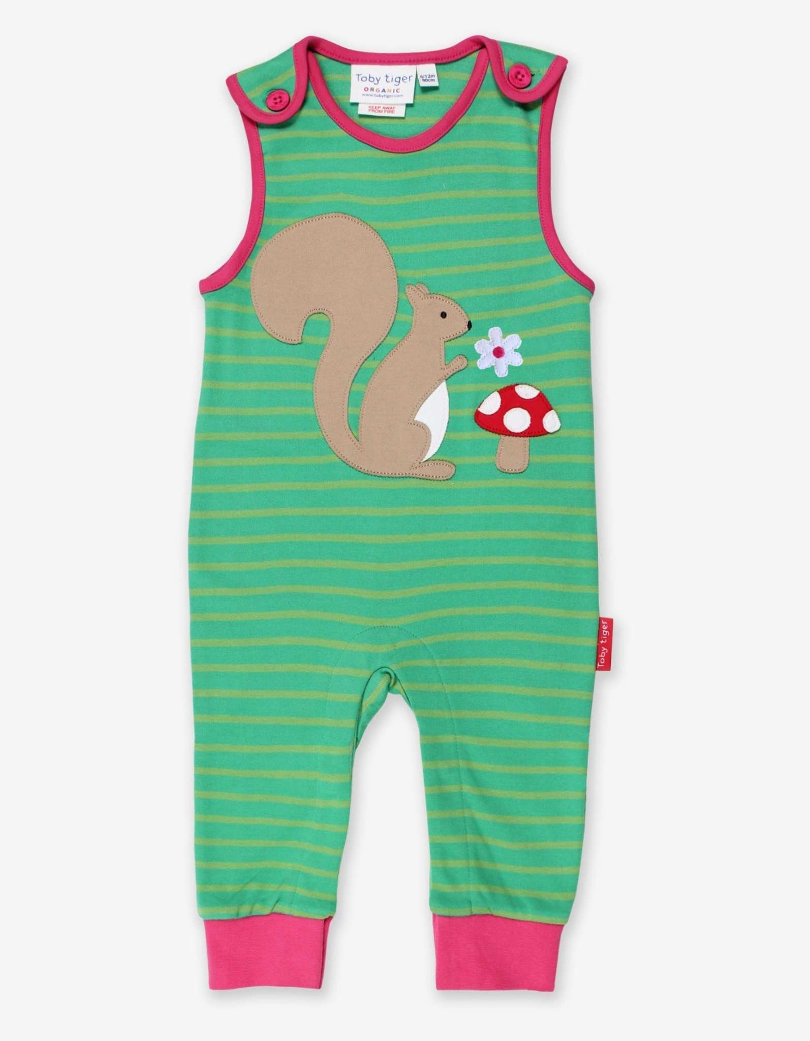 Toby Tiger Organic Applique Slungarees - Squirrel - Baby&More