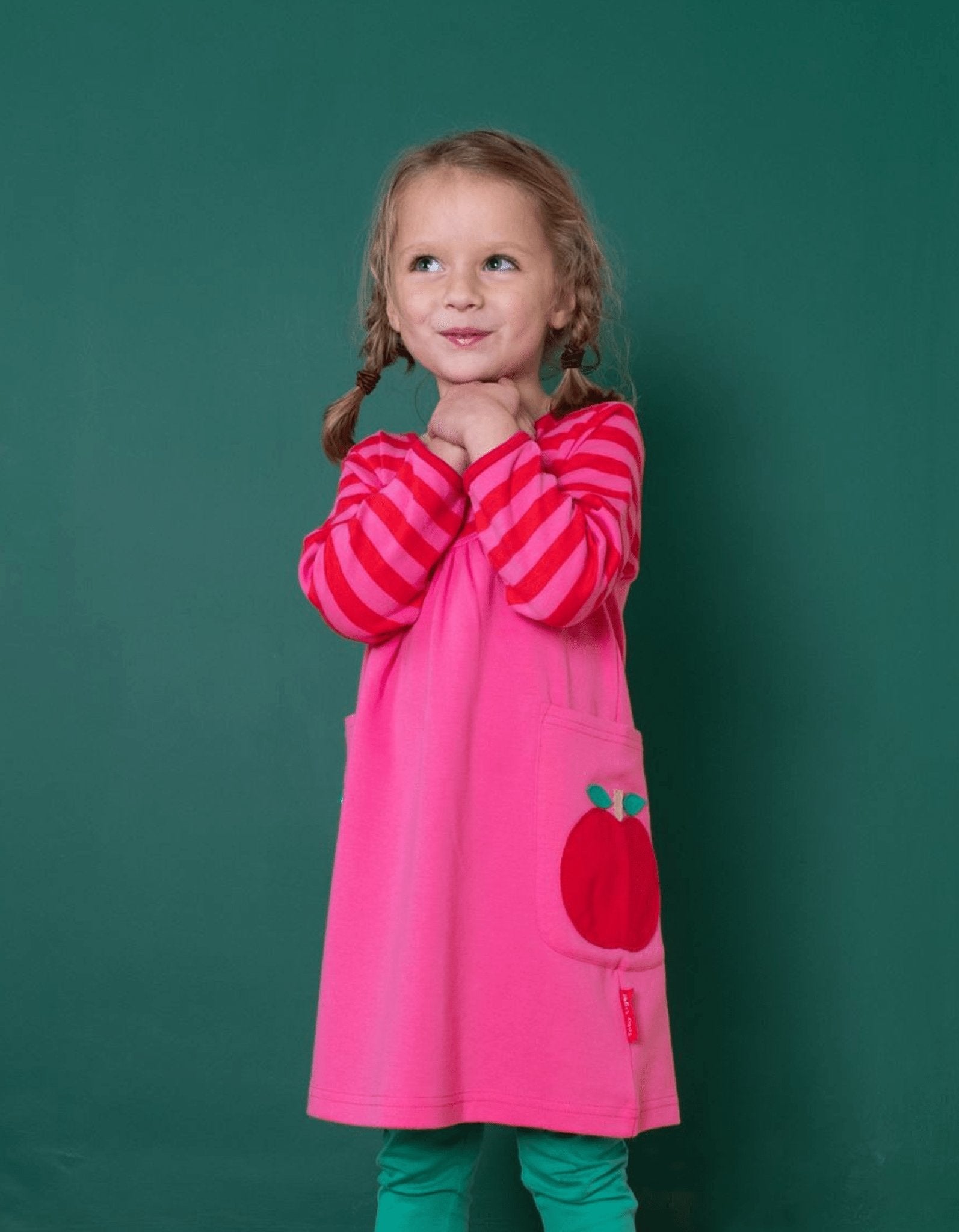 Toby Tiger Organic Applique T-Shirt Dress - Apple - Baby&More
