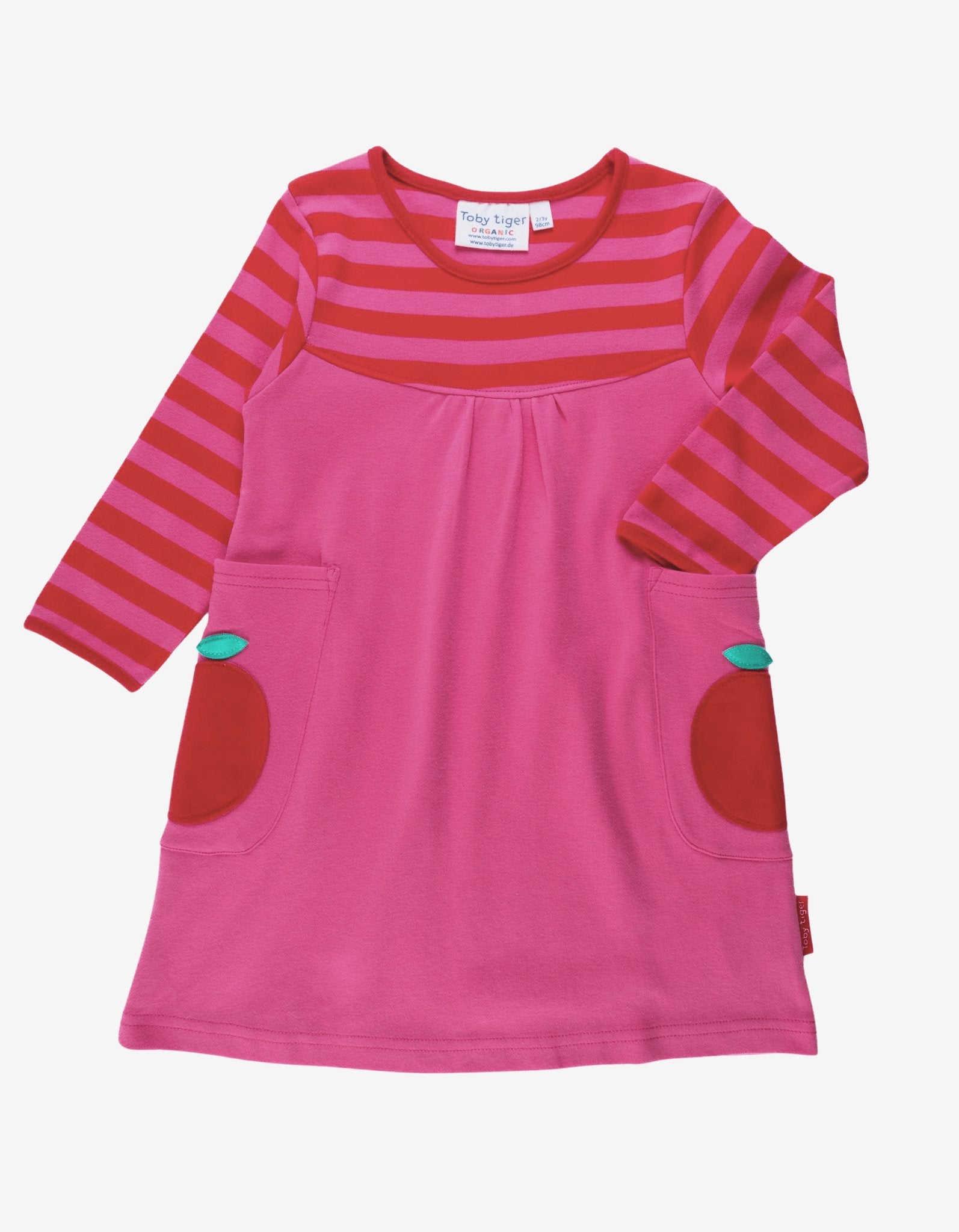 Toby Tiger Organic Applique T-Shirt Dress - Apple - Baby&More