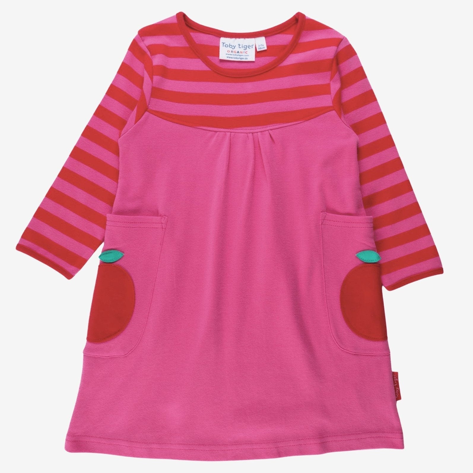 Toby Tiger Organic Applique T-Shirt Dress - Apple - Baby&More