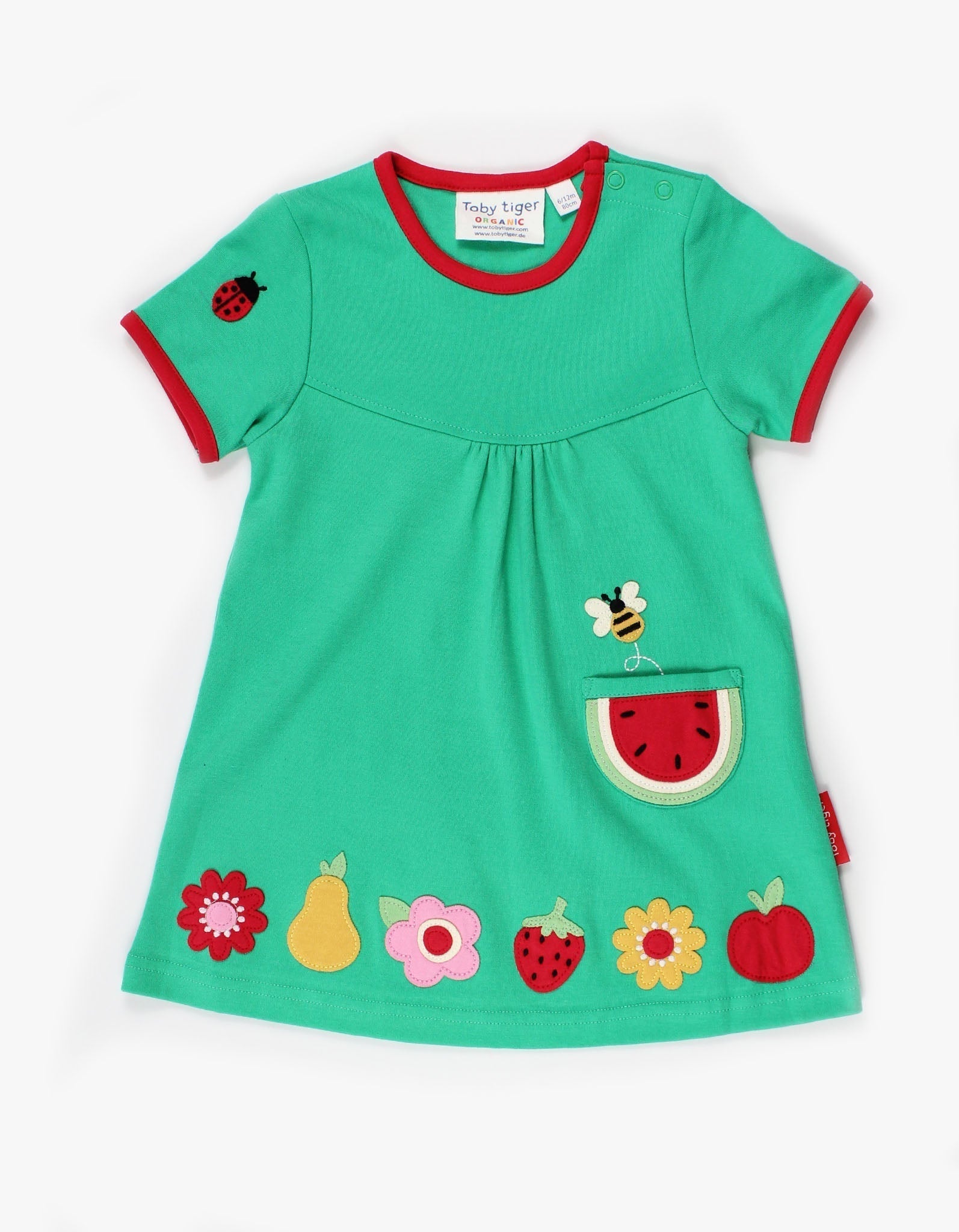 Toby Tiger Organic Applique T-Shirt Dress - Fruit Flower - Baby&More