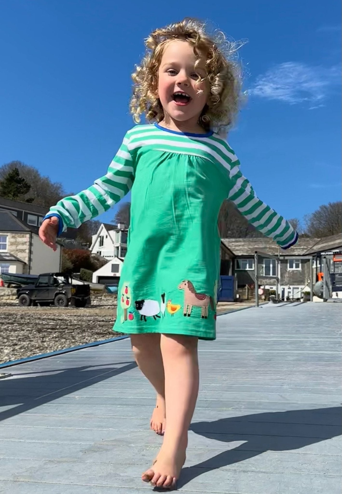 Toby Tiger Organic Applique T-shirt Dress - Hillside - Baby&More