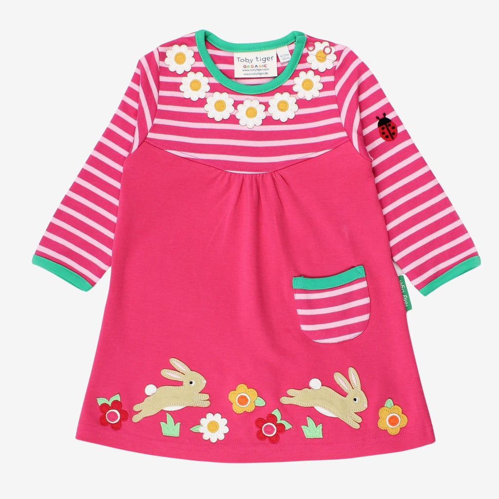Toby Tiger Organic Applique T-Shirt Dress - Leaping Bunny - Baby&More