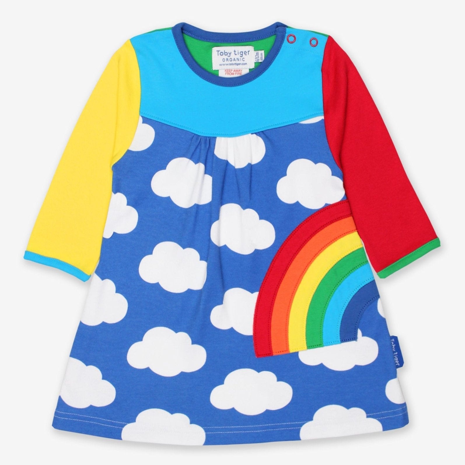 Toby Tiger Organic Applique T-Shirt Dress - Rainbow - Baby&More