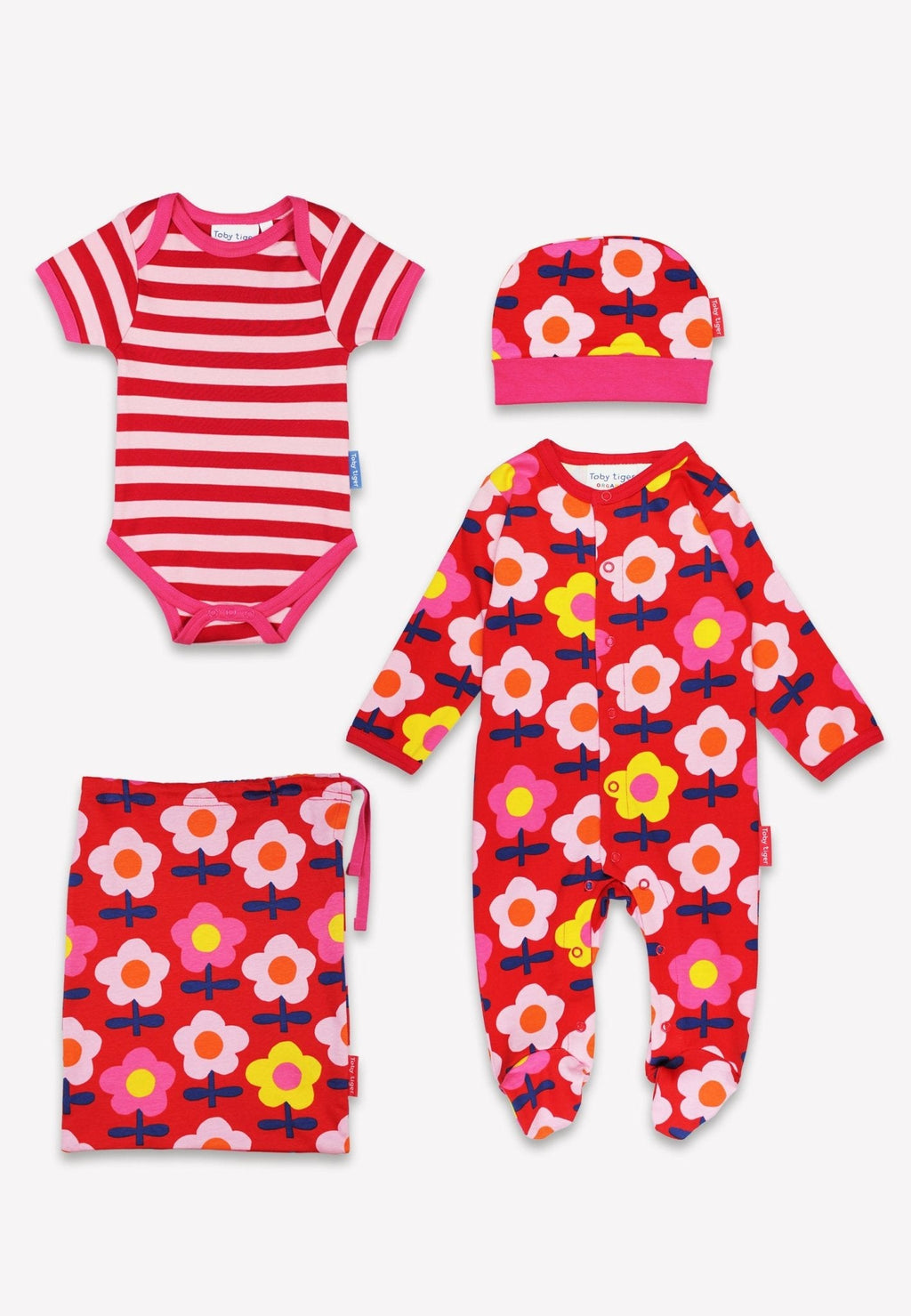 Toby Tiger Organic Baby Gift Set - Pink Flower Print - Baby&More