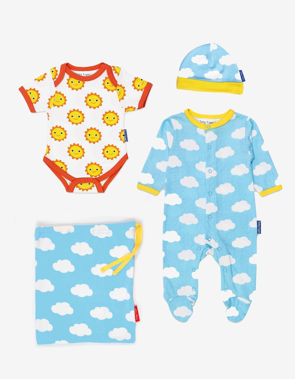 Toby Tiger Organic Baby Gift Set - Sun & Cloud Print - Baby&More