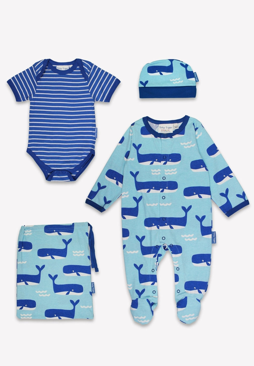 Toby Tiger Organic Baby Gift Set - Whale Waves Print - Baby&More