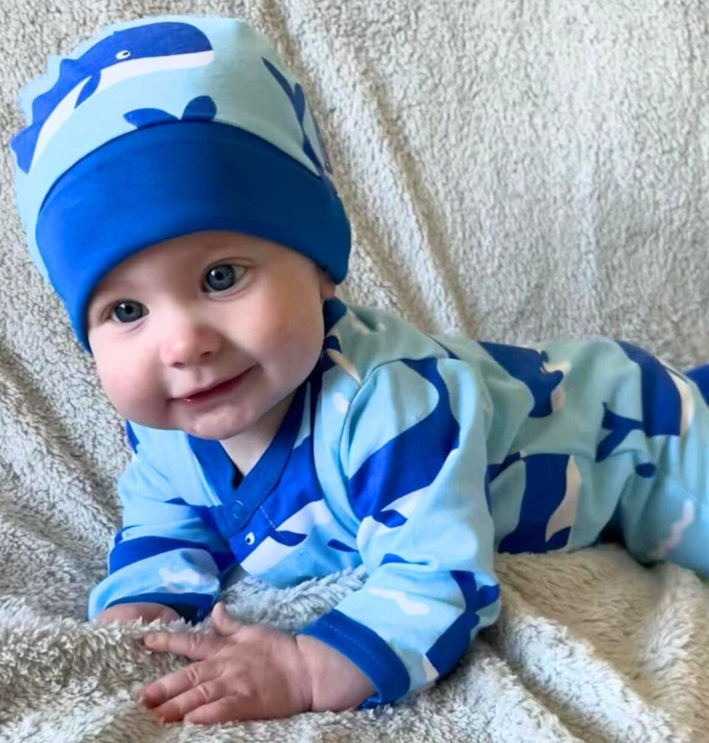 Toby Tiger Organic Baby Gift Set - Whale Waves Print - Baby&More