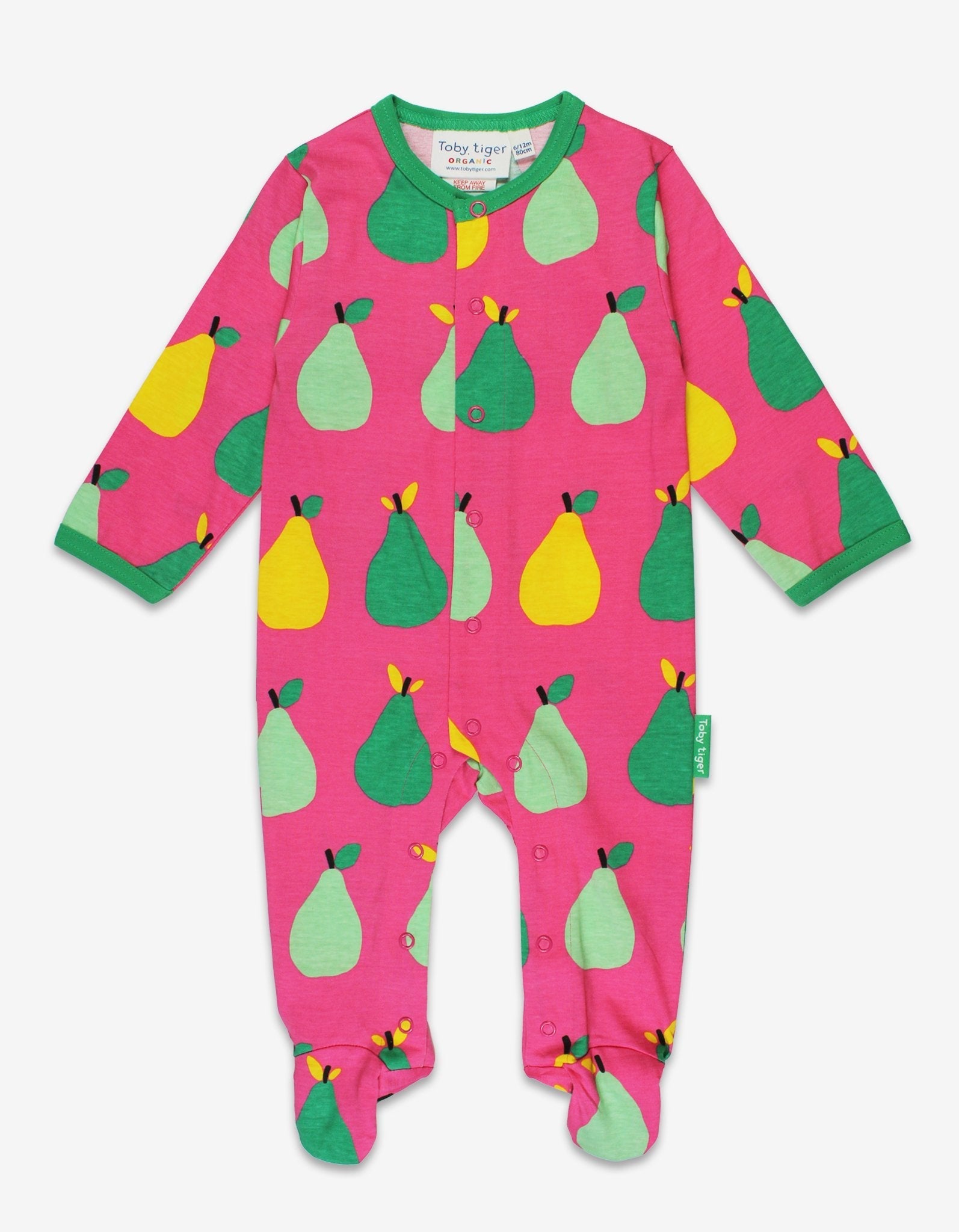 Toby Tiger Organic Babygrow - Pear Print - Baby&More