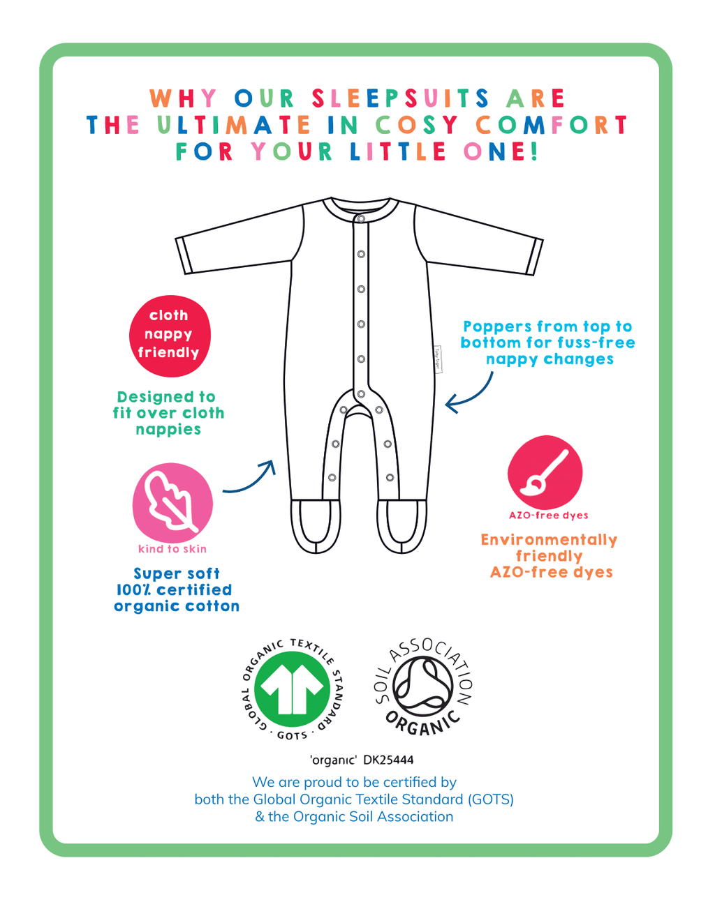 Toby Tiger Organic Babygrow - Pear Print - Baby&More