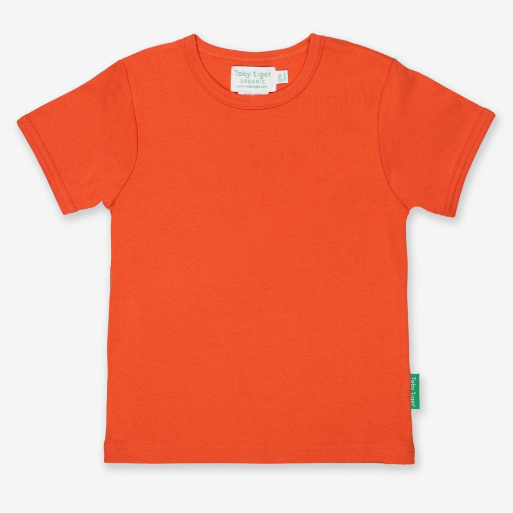 Toby Tiger Organic Basic Short - Sleeved T-Shirt - Orange - Baby&More