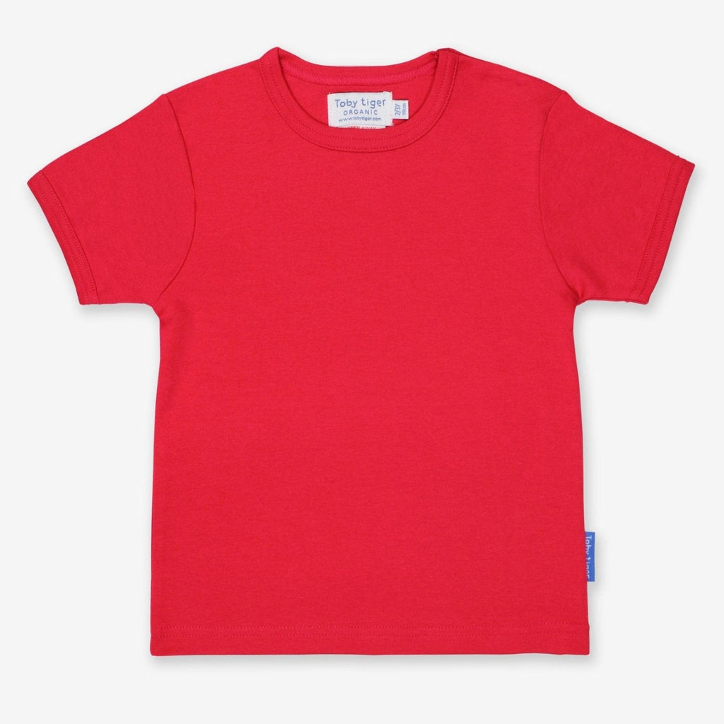 Toby Tiger Organic Basic Short - Sleeved T-Shirt - Red - Baby&More