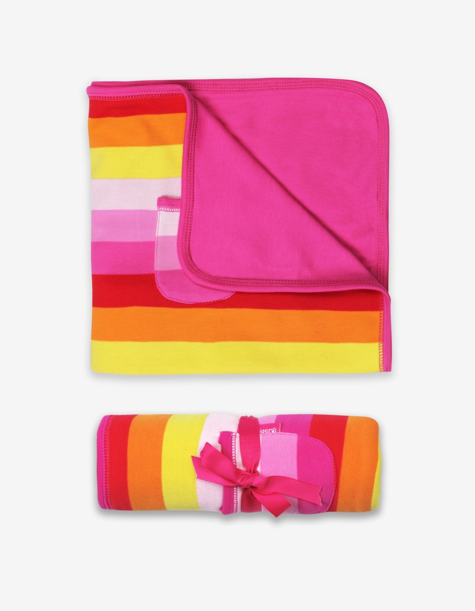 Toby Tiger Organic Blanket - Pink Multi Stripe - Baby&More