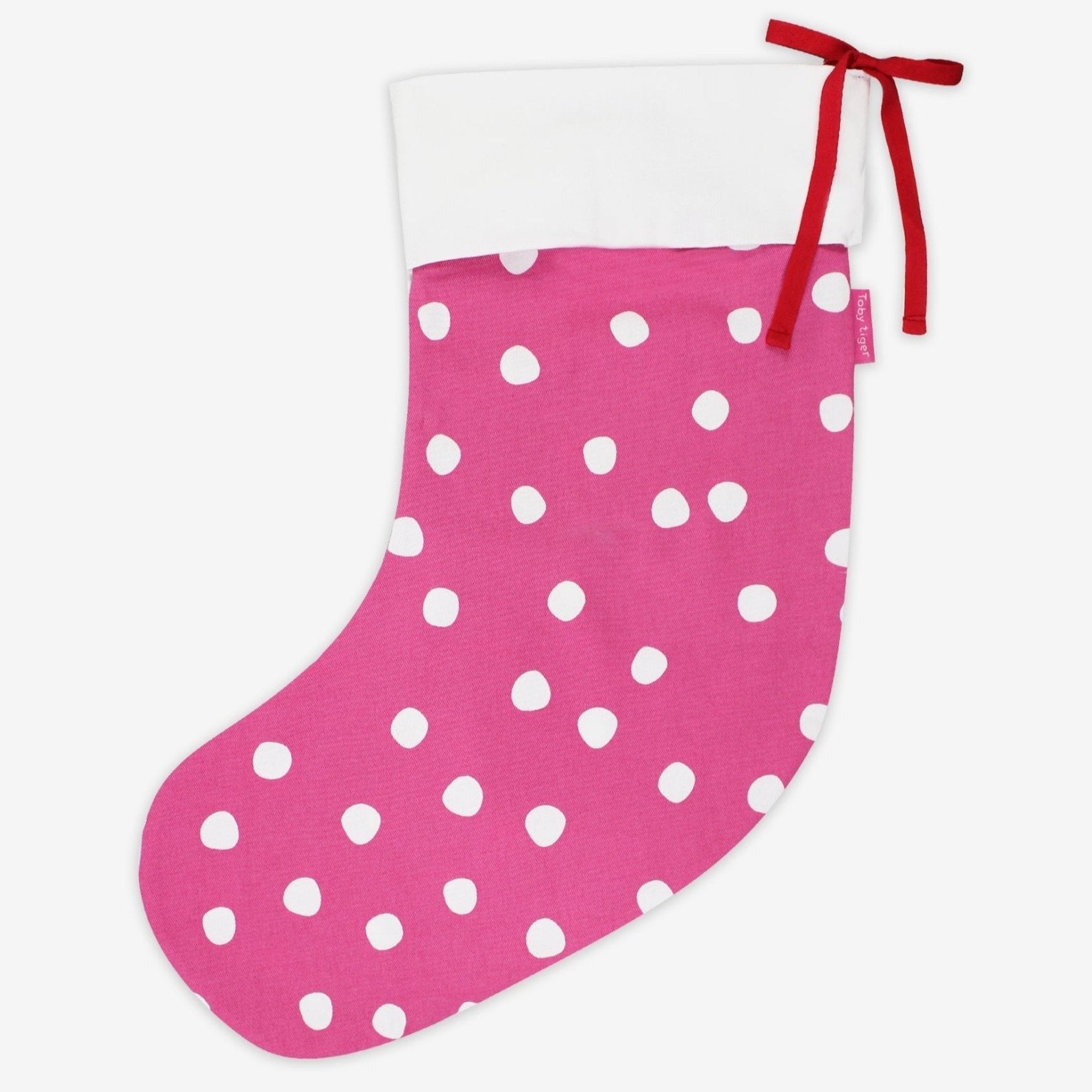 Toby Tiger Organic Christmas Stocking - Pink Snow Dot - Baby&More