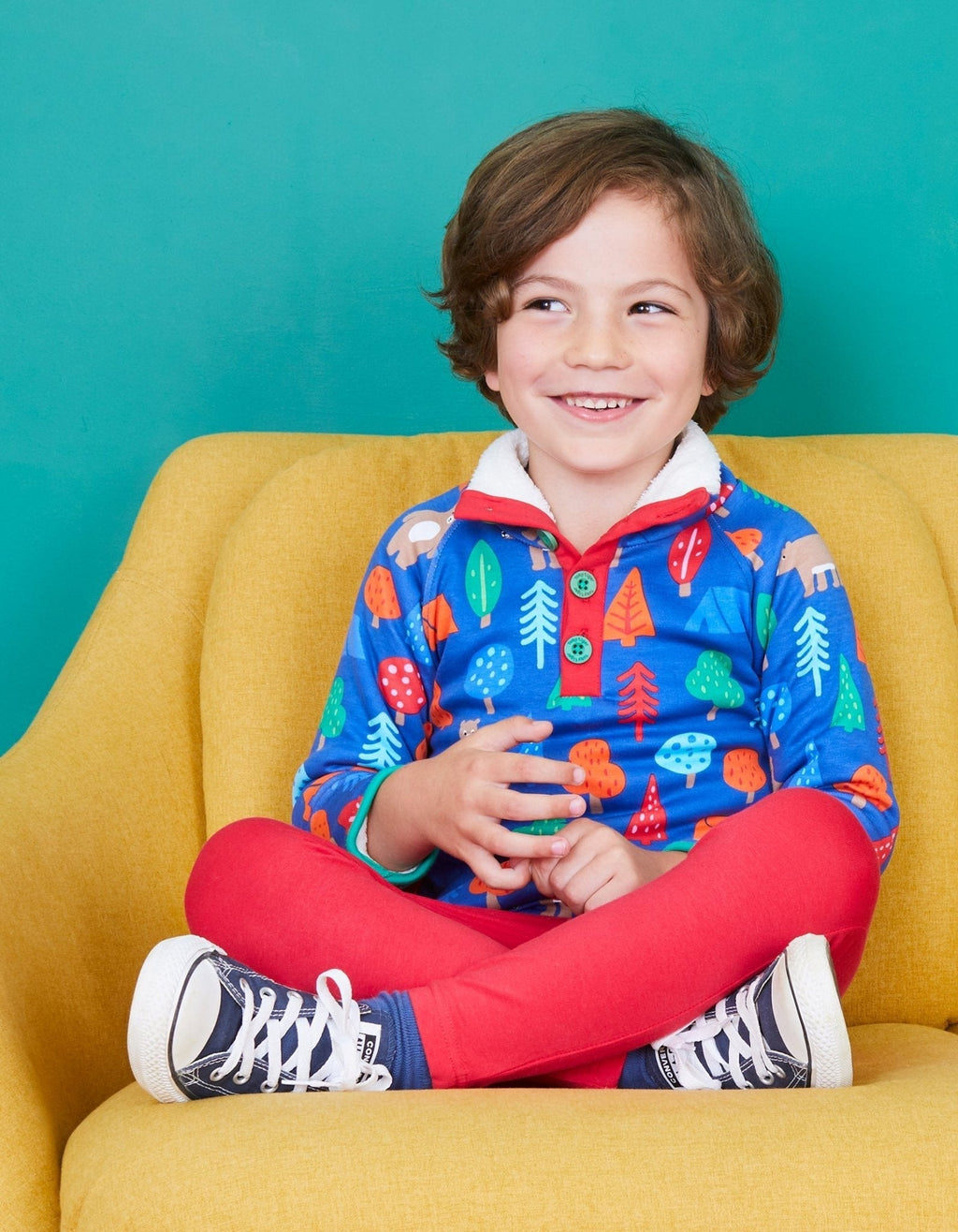 Toby Tiger Organic Cosy Fleece Sweatshirt - Camping Bear Print - Baby&More