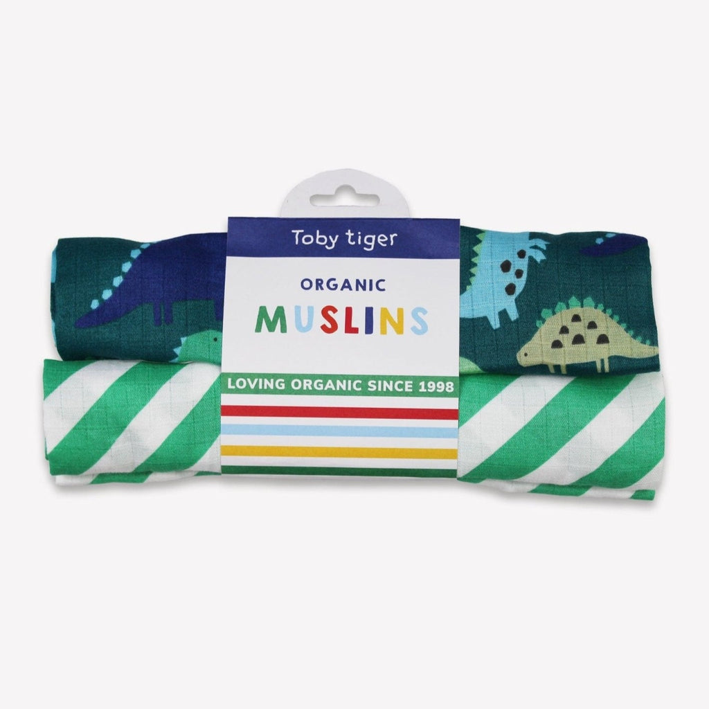 Toby Tiger Organic Dinosaur Muslin - 2 Pack - Baby&More